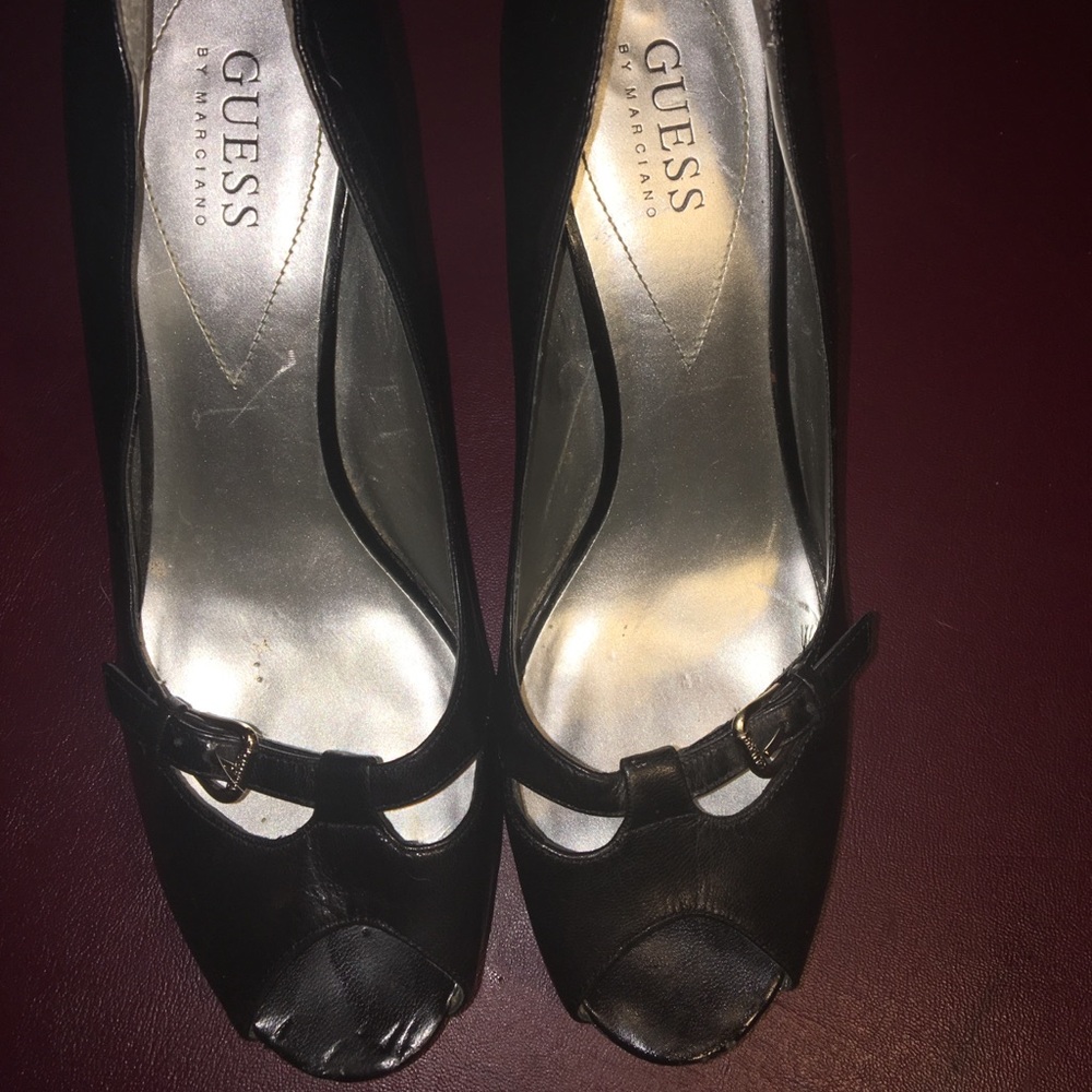 Guess Open Toe Leather Black !